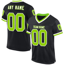 Load image into Gallery viewer, Custom Black Neon Green-White Mesh Authentic Throwback Football Jersey
