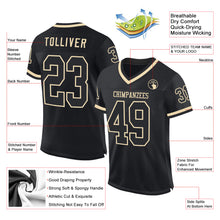 Load image into Gallery viewer, Custom Black Cream Mesh Authentic Throwback Football Jersey
