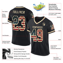 Load image into Gallery viewer, Custom Black Vintage USA Flag-Cream Mesh Authentic Throwback Football Jersey
