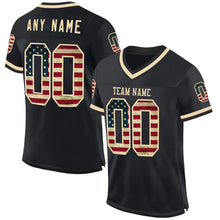 Load image into Gallery viewer, Custom Black Vintage USA Flag-Cream Mesh Authentic Throwback Football Jersey
