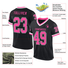 Load image into Gallery viewer, Custom Black Pink-White Mesh Authentic Throwback Football Jersey
