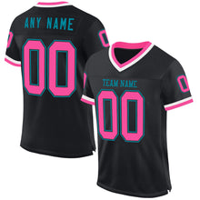 Load image into Gallery viewer, Custom Black Pink-Teal Mesh Authentic Throwback Football Jersey
