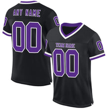 Load image into Gallery viewer, Custom Black Purple-White Mesh Authentic Throwback Football Jersey
