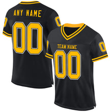 Load image into Gallery viewer, Custom Black Gold-White Mesh Authentic Throwback Football Jersey
