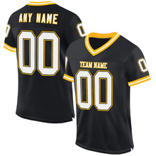 Load image into Gallery viewer, Custom Black White-Gold Mesh Authentic Throwback Football Jersey
