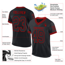 Load image into Gallery viewer, Custom Black Red Mesh Authentic Throwback Football Jersey
