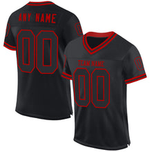 Load image into Gallery viewer, Custom Black Red Mesh Authentic Throwback Football Jersey
