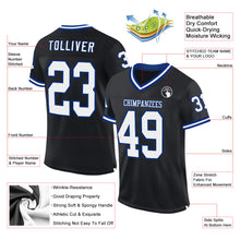 Load image into Gallery viewer, Custom Black White-Royal Mesh Authentic Throwback Football Jersey
