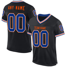 Load image into Gallery viewer, Custom Black Royal-Orange Mesh Authentic Throwback Football Jersey
