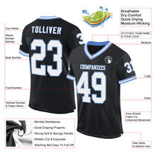 Load image into Gallery viewer, Custom Black White-Light Blue Mesh Authentic Throwback Football Jersey
