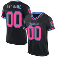 Load image into Gallery viewer, Custom Black Pink-Light Blue Mesh Authentic Throwback Football Jersey
