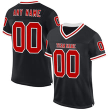 Load image into Gallery viewer, Custom Black Red-White Mesh Authentic Throwback Football Jersey
