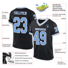 Load image into Gallery viewer, Custom Black Light Blue-White Mesh Authentic Throwback Football Jersey
