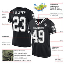 Load image into Gallery viewer, Custom Black White Mesh Authentic Throwback Football Jersey
