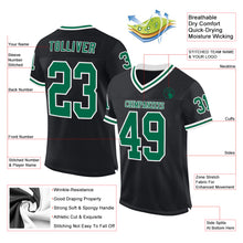 Load image into Gallery viewer, Custom Black Kelly Green-White Mesh Authentic Throwback Football Jersey
