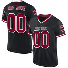 Load image into Gallery viewer, Custom Black Maroon-White Mesh Authentic Throwback Football Jersey
