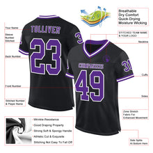 Load image into Gallery viewer, Custom Black Purple-White Mesh Authentic Throwback Football Jersey
