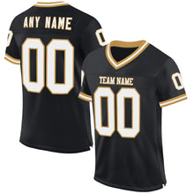 Load image into Gallery viewer, Custom Black White-Old Gold Mesh Authentic Throwback Football Jersey
