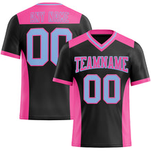 Load image into Gallery viewer, Custom Black Light Blue-Pink Mesh Authentic Football Jersey
