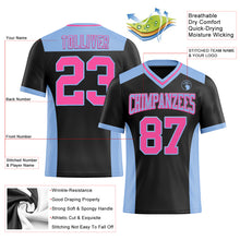 Load image into Gallery viewer, Custom Black Pink-Light Blue Mesh Authentic Football Jersey
