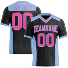 Load image into Gallery viewer, Custom Black Pink-Light Blue Mesh Authentic Football Jersey
