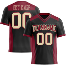 Load image into Gallery viewer, Custom Black Cream-Crimson Mesh Authentic Football Jersey
