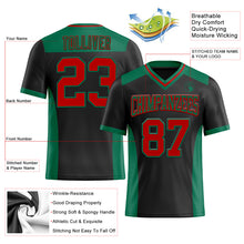 Load image into Gallery viewer, Custom Black Red-Kelly Green Mesh Authentic Football Jersey
