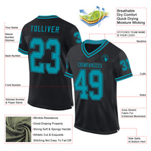 Load image into Gallery viewer, Custom Black Teal Mesh Authentic Throwback Football Jersey
