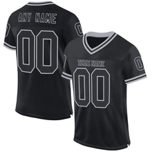 Load image into Gallery viewer, Custom Black Gray Mesh Authentic Throwback Football Jersey
