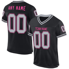 Load image into Gallery viewer, Custom Black Gray-Pink Mesh Authentic Throwback Football Jersey
