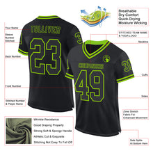 Load image into Gallery viewer, Custom Black Neon Green Mesh Authentic Throwback Football Jersey
