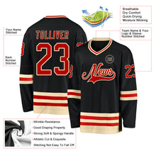 Load image into Gallery viewer, Custom Black Red-Cream Hockey Jersey
