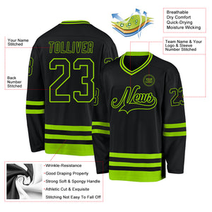 Custom Black Neon Green Hockey Jersey