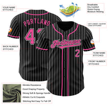 Load image into Gallery viewer, Custom Black White Pinstripe Pink Authentic Baseball Jersey
