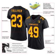 Load image into Gallery viewer, Custom Black Gold-Burgundy Mesh Authentic Football Jersey
