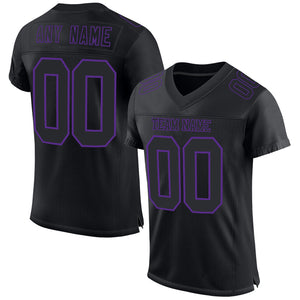 Custom Black Purple Mesh Authentic Football Jersey