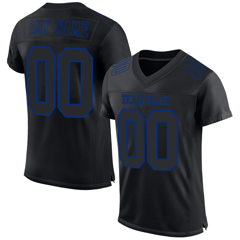 Custom Black Royal Mesh Authentic Football Jersey