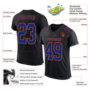 Custom Black Royal-Orange Mesh Authentic Football Jersey