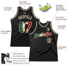 Load image into Gallery viewer, Custom Black Vintage Mexican Flag-Cream Authentic Throwback Basketball Jersey
