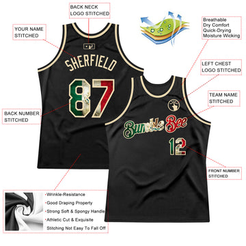 Custom Black Vintage Mexican Flag-Cream Authentic Throwback Basketball Jersey