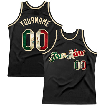 Custom Black Vintage Mexican Flag-Cream Authentic Throwback Basketball Jersey