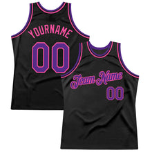 Load image into Gallery viewer, Custom Black Purple-Pink Authentic Throwback Basketball Jersey
