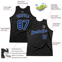 Load image into Gallery viewer, Custom Black Royal-Gray Authentic Throwback Basketball Jersey
