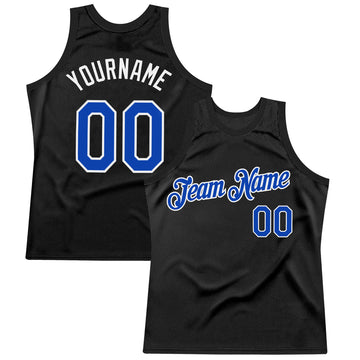 Custom Black Thunder Blue-White Authentic Throwback Basketball Jersey