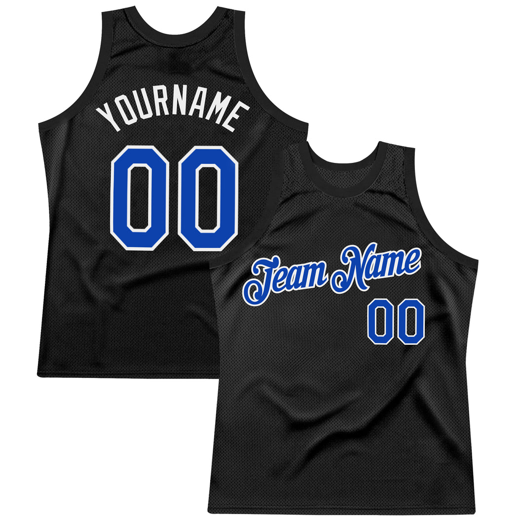 Custom Black Thunder Blue-White Authentic Throwback Basketball Jersey