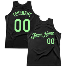 Load image into Gallery viewer, Custom Black Pea Green Authentic Throwback Basketball Jersey
