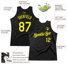 Load image into Gallery viewer, Custom Black Light Yellow Authentic Throwback Basketball Jersey
