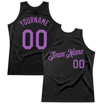 Custom Black Medium Purple Authentic Throwback Basketball Jersey