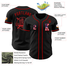 Load image into Gallery viewer, Custom Black USA Flag-Red Authentic Baseball Jersey
