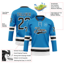 Load image into Gallery viewer, Custom Blue Black-White Hockey Lace Neck Jersey
